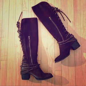 Freebird by Steven Coal Wine Suede Knee High Boot